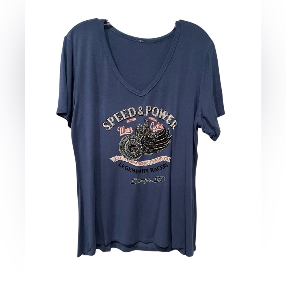 Women's liberty wear- Speed and Power Blue Top